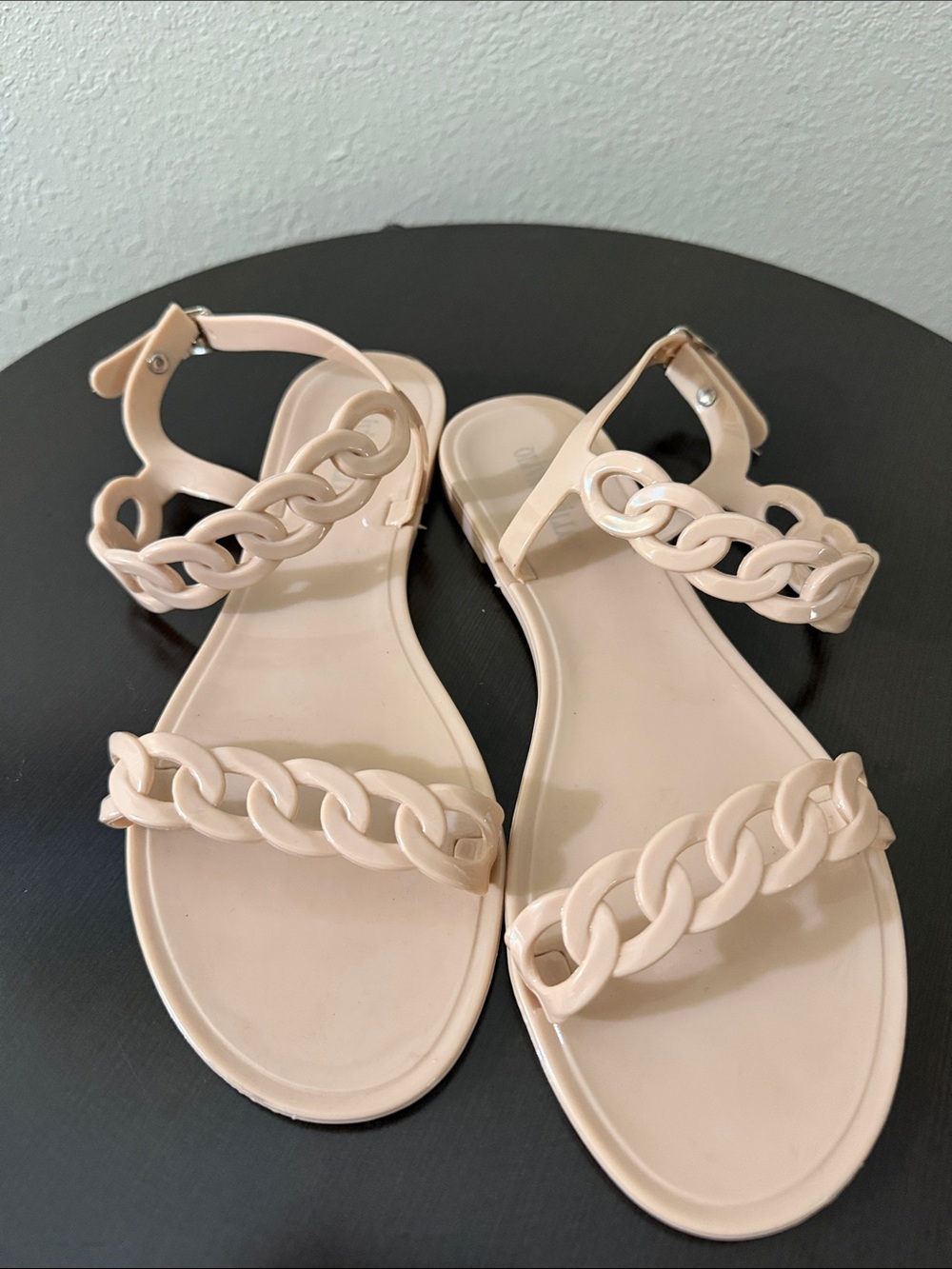 Olivia Miller Blush Chain-Link Flat Sandals